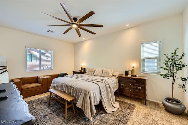 8091 Mosaic Sunrise Ln, Las Vegas, NV 89166 - bedroom with carpet floors, ceiling fan, and recessed lighting