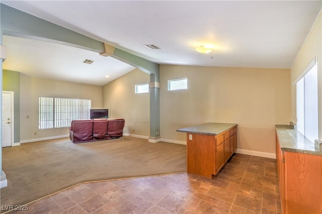 interior space with baseboards, carpet floors, and a wealth of natural light