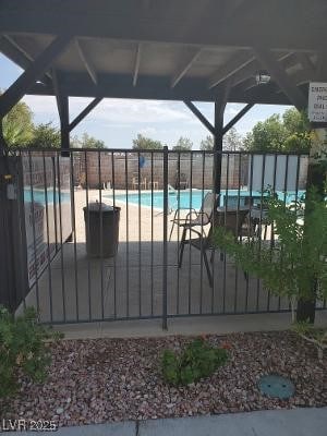 community pool with fence