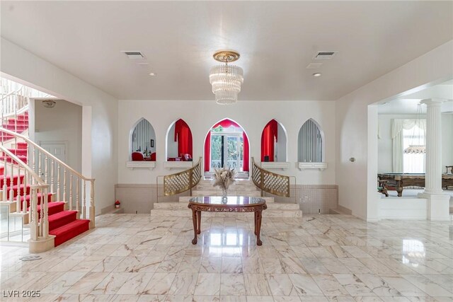 common area featuring visible vents and stairway