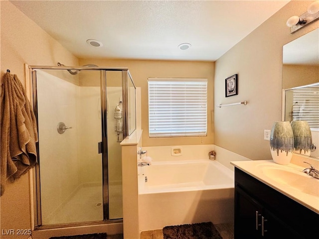 5634 Bishop Flowers St, Las Vegas, NV 89130 - full bath featuring a bath, a shower stall, and vanity