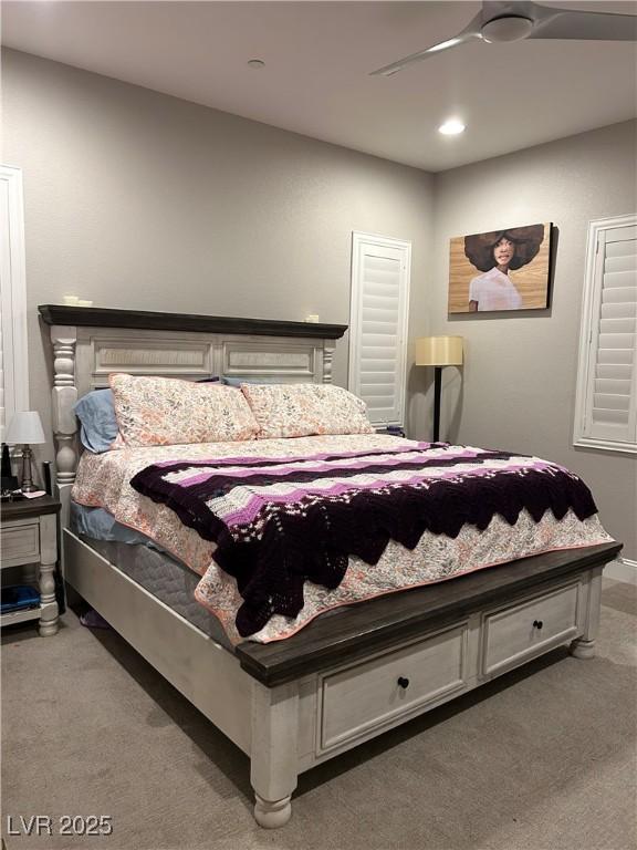 740 Omaggio Pl, Henderson, NV 89011 - carpeted bedroom featuring recessed lighting, a ceiling fan, and baseboards