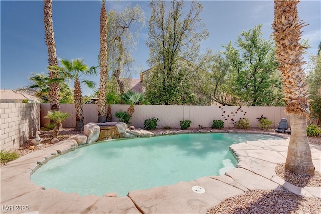 view of pool featuring a fenced in pool and a fenced backyard