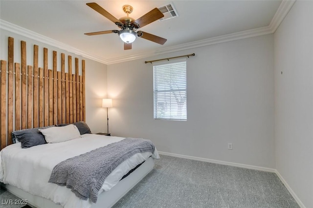 10372 Premia Pl, Las Vegas, NV 89135 - bedroom featuring crown molding, carpet floors, baseboards, and ceiling fan