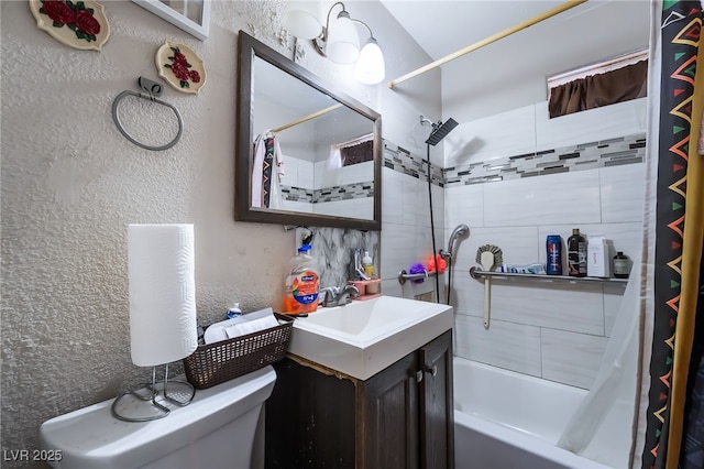 343 Tungsten St, Henderson, NV 89015 - full bath featuring vanity, a textured wall, toilet, and shower / tub combo