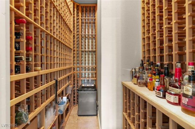 wine cellar with a textured wall