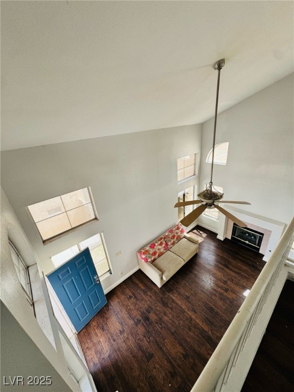 5711 Roundrock Dr, Las Vegas, NV 89142 - foyer with baseboards, a ceiling fan, plenty of natural light, and wood finished floors