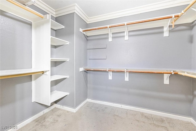 spacious closet with carpet floors