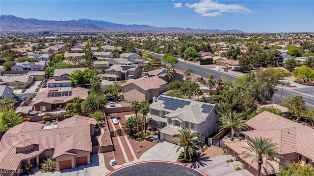 bird's eye view with a residential view and a mountain view