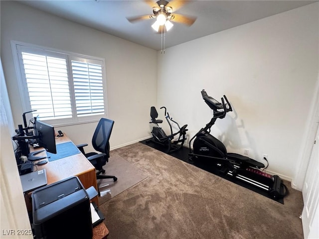6134 Burleson Ranch Rd, Las Vegas, NV 89131 - office area with carpet flooring, ceiling fan, and baseboards