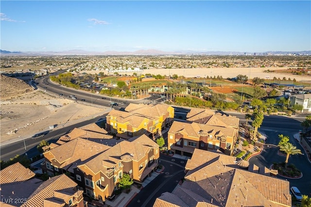 bird's eye view with a residential view and a mountain view