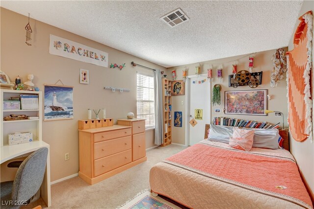 611 Spyglass Ln, Las Vegas, NV 89107 - bedroom with light colored carpet, a textured ceiling, visible vents, and baseboards
