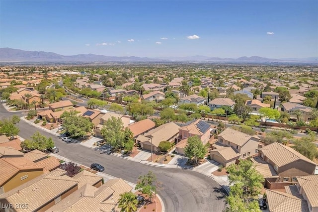 bird's eye view with a residential view and a mountain view