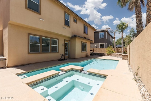 7736 Villa Andrade Ave, Las Vegas, NV 89131 - view of pool with a pool with connected hot tub, a fenced backyard, and a patio area