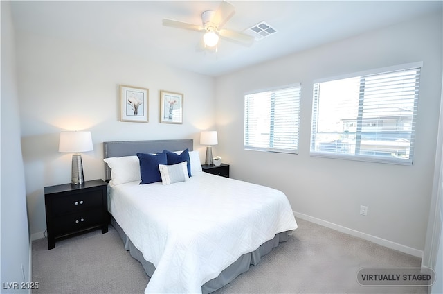 12101 Arrebol Ave, Las Vegas, NV 89138 - bedroom with light carpet and ceiling fan