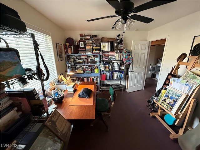 1409 Mill St, Ely, NV 89301 - carpeted home office with a ceiling fan