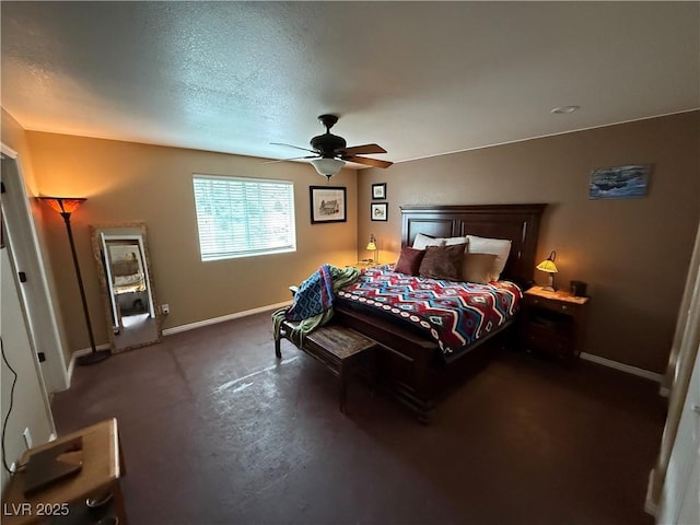 1409 Mill St, Ely, NV 89301 - bedroom with carpet floors, a ceiling fan, baseboards, and a textured ceiling
