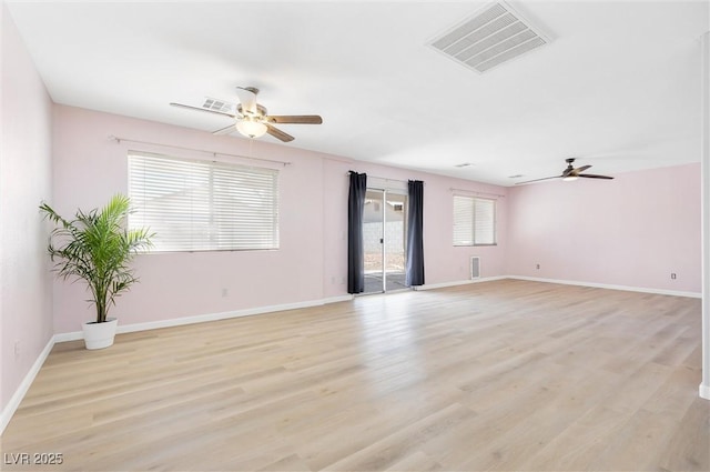 9013 Meisenheimer Ave, Las Vegas, NV 89143 - empty room featuring a ceiling fan, light wood-style flooring, and baseboards