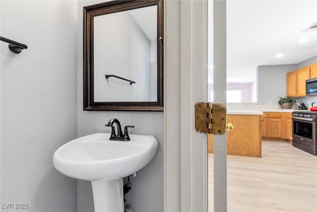 9013 Meisenheimer Ave, Las Vegas, NV 89143 - bathroom with wood finished floors and a sink