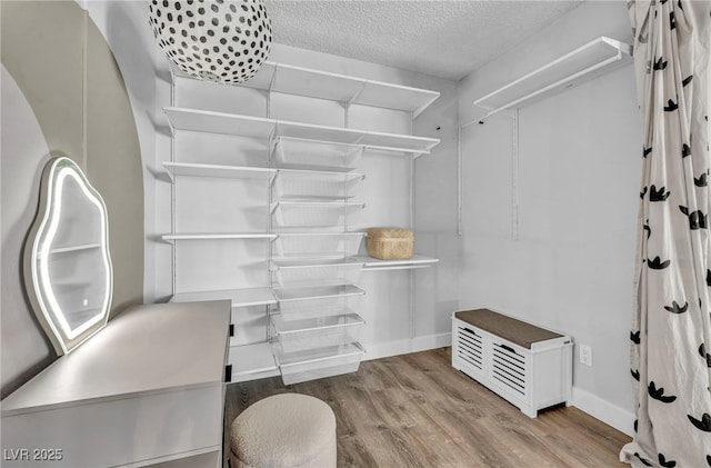 walk in closet featuring wood finished floors