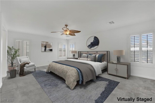 bedroom with visible vents, carpet flooring, and baseboards