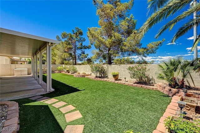 1574 Livingston Dr, Henderson, NV 89012 - fenced backyard featuring a patio