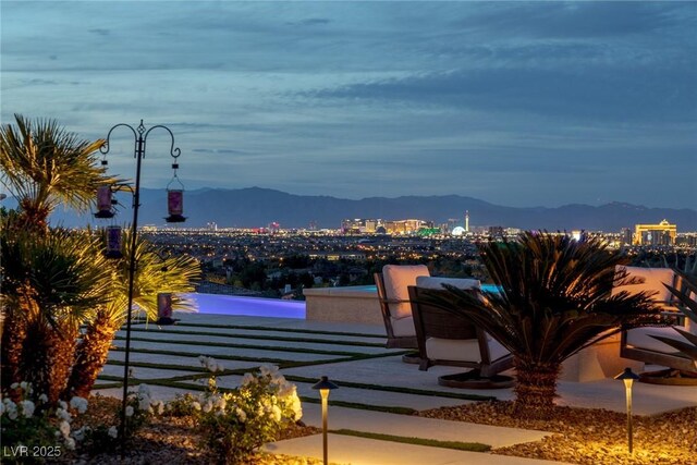 exterior space featuring a mountain view