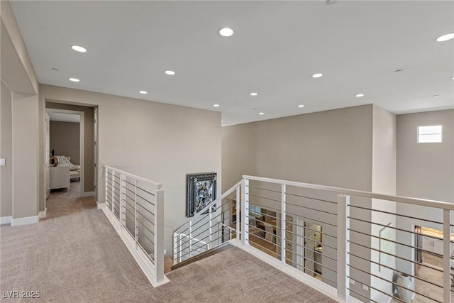 2 Olympia Outlook Dr, Las Vegas, NV 89141 - corridor with an upstairs landing, carpet, and recessed lighting
