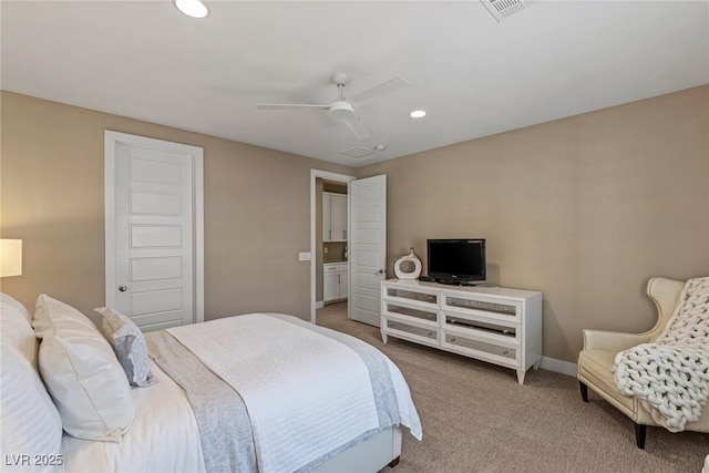 2 Olympia Outlook Dr, Las Vegas, NV 89141 - bedroom featuring carpet floors, recessed lighting, and a ceiling fan