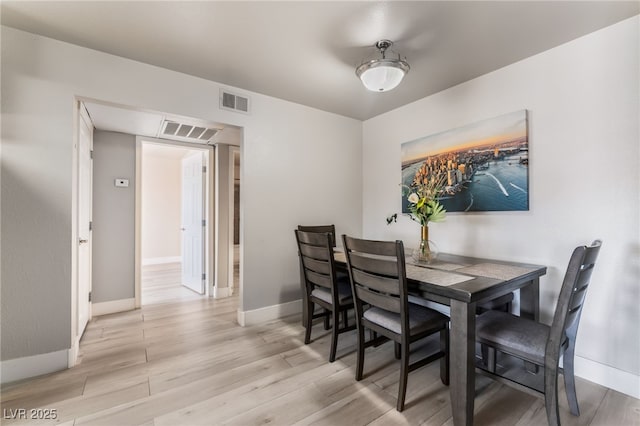 5020 Indian River Dr Unit 424, Las Vegas, NV 89103 - dining space featuring baseboards, visible vents, and light wood-type flooring