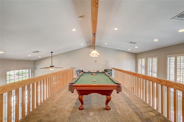 3151 Coachlight Cir, Las Vegas, NV 89117 - rec room featuring a healthy amount of sunlight, carpet flooring, and visible vents
