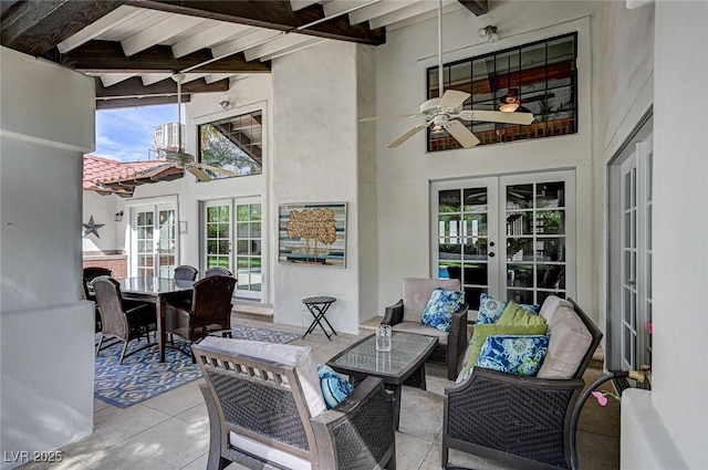 3151 Coachlight Cir, Las Vegas, NV 89117 - view of patio featuring a ceiling fan, outdoor lounge area, french doors, and outdoor dining space
