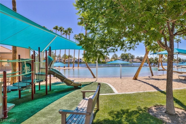 community play area with a yard