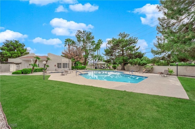 2007 Cutlass Dr Unit 0, Henderson, NV 89014 - view of pool featuring fence, a fenced in pool, a lawn, and a patio area