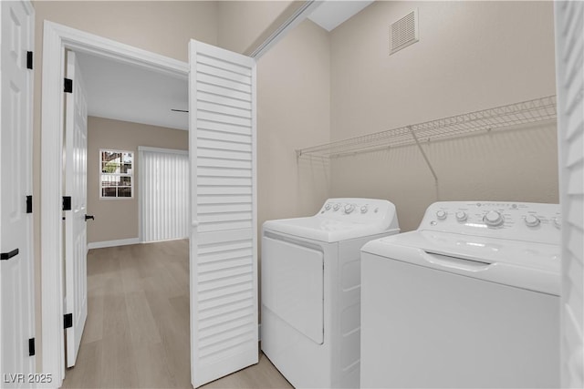 2007 Cutlass Dr Unit 0, Henderson, NV 89014 - laundry room featuring visible vents, light wood-type flooring, and washing machine and clothes dryer
