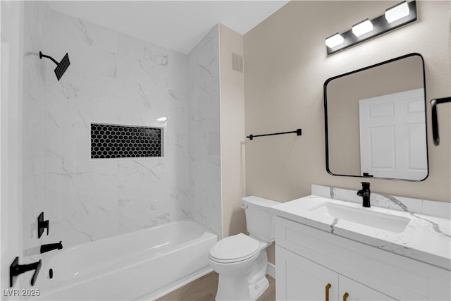 2007 Cutlass Dr Unit 0, Henderson, NV 89014 - bathroom with visible vents, wood finished floors, vanity, toilet, and bathing tub / shower combination