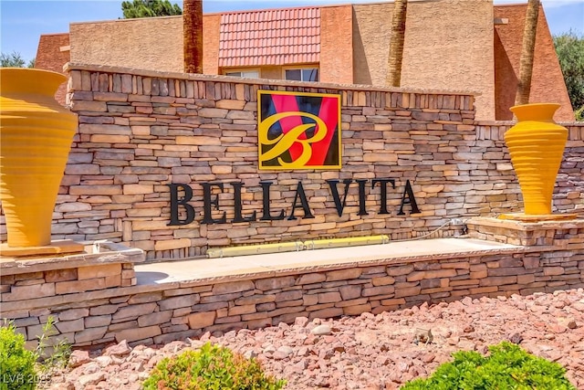 view of community sign