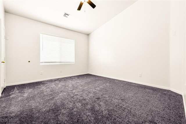 1440 Summer Glow Ave, Henderson, NV 89012 - unfurnished room featuring a ceiling fan, baseboards, visible vents, and dark colored carpet