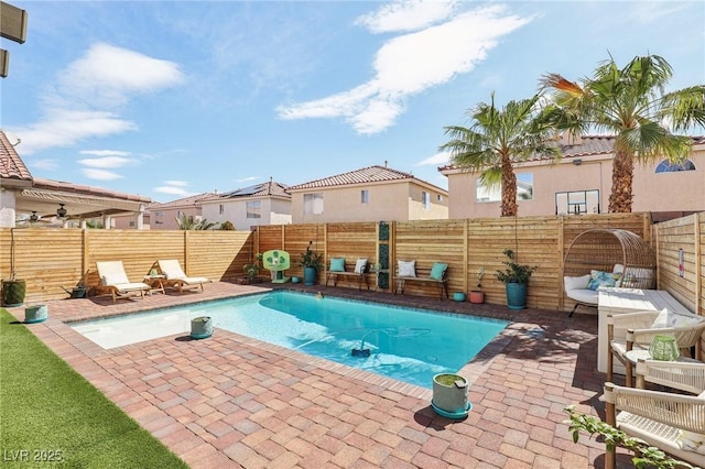 7566 Hope Valley St, Las Vegas, NV 89139 - view of pool featuring a fenced in pool, a fenced backyard, and a patio area