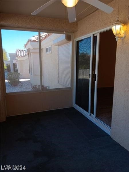 unfurnished sunroom featuring visible vents