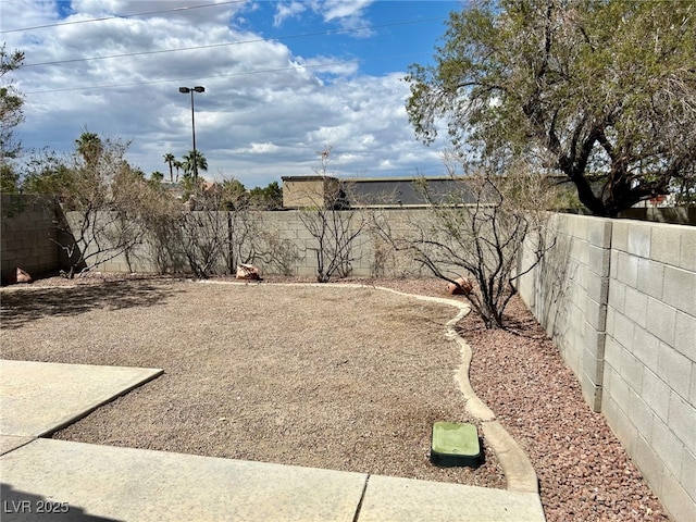 view of yard featuring a fenced backyard