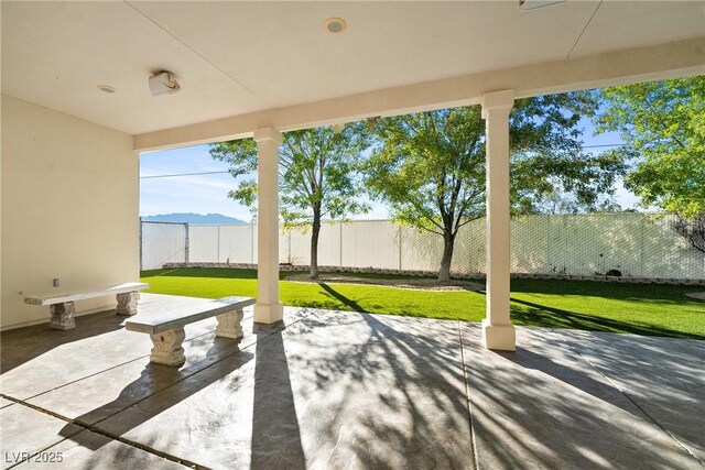 view of patio featuring a fenced backyard