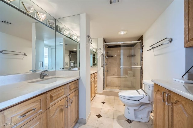 3111 Bel Air Dr Unit 18B, Las Vegas, NV 89109 - full bathroom with tile patterned floors, a shower stall, toilet, and visible vents