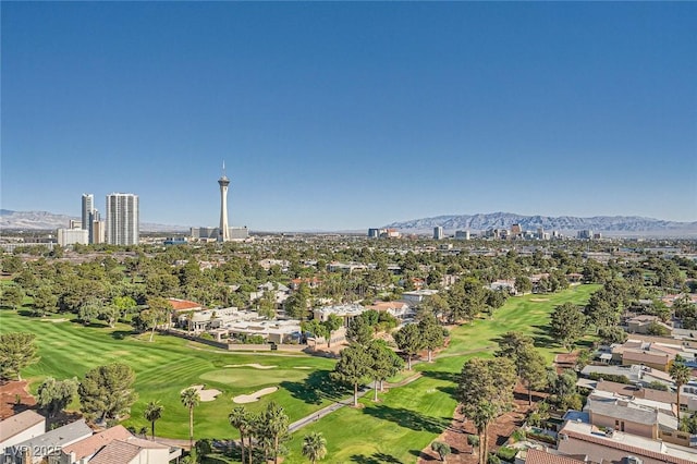 3111 Bel Air Dr Unit 18B, Las Vegas, NV 89109 - birds eye view of property with view of golf course, a mountain view, and a residential view