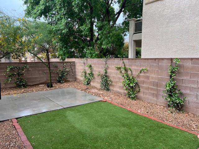 view of yard featuring a fenced backyard and a patio
