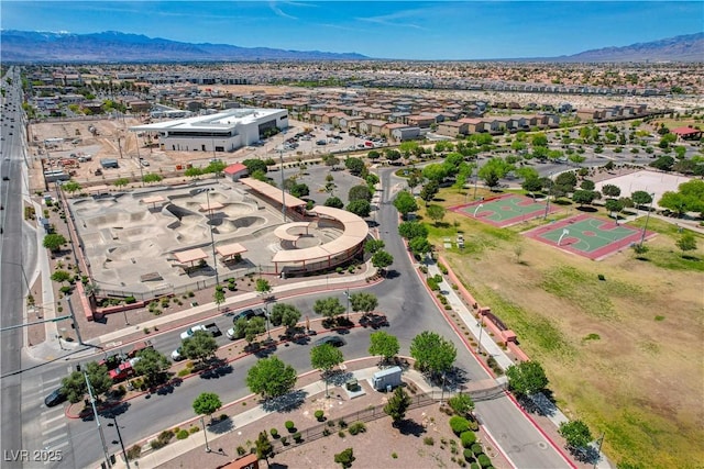 bird's eye view featuring a mountain view
