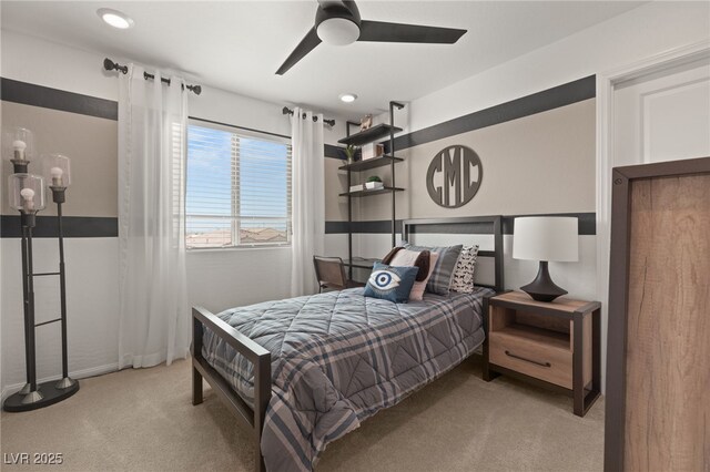 2624 Stanhurst Ave, North Las Vegas, NV 89081 - bedroom featuring carpet, a ceiling fan, and recessed lighting