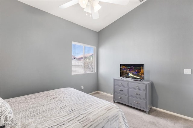 1084 Little House Ct, Henderson, NV 89011 - bedroom with baseboards, ceiling fan, lofted ceiling, and light carpet