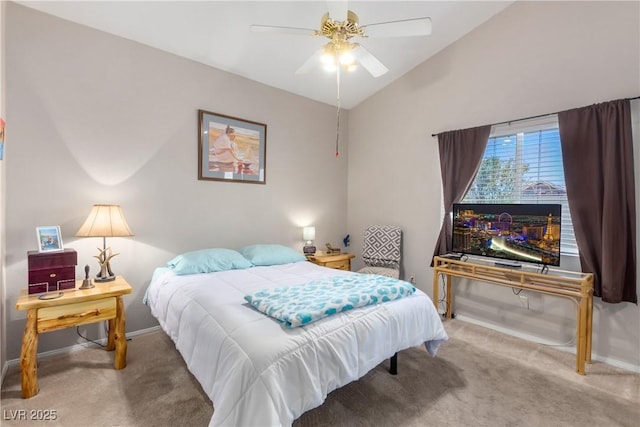 1084 Little House Ct, Henderson, NV 89011 - carpeted bedroom featuring baseboards, ceiling fan, and lofted ceiling