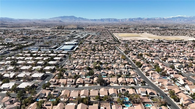 aerial view with a mountain view and a residential view